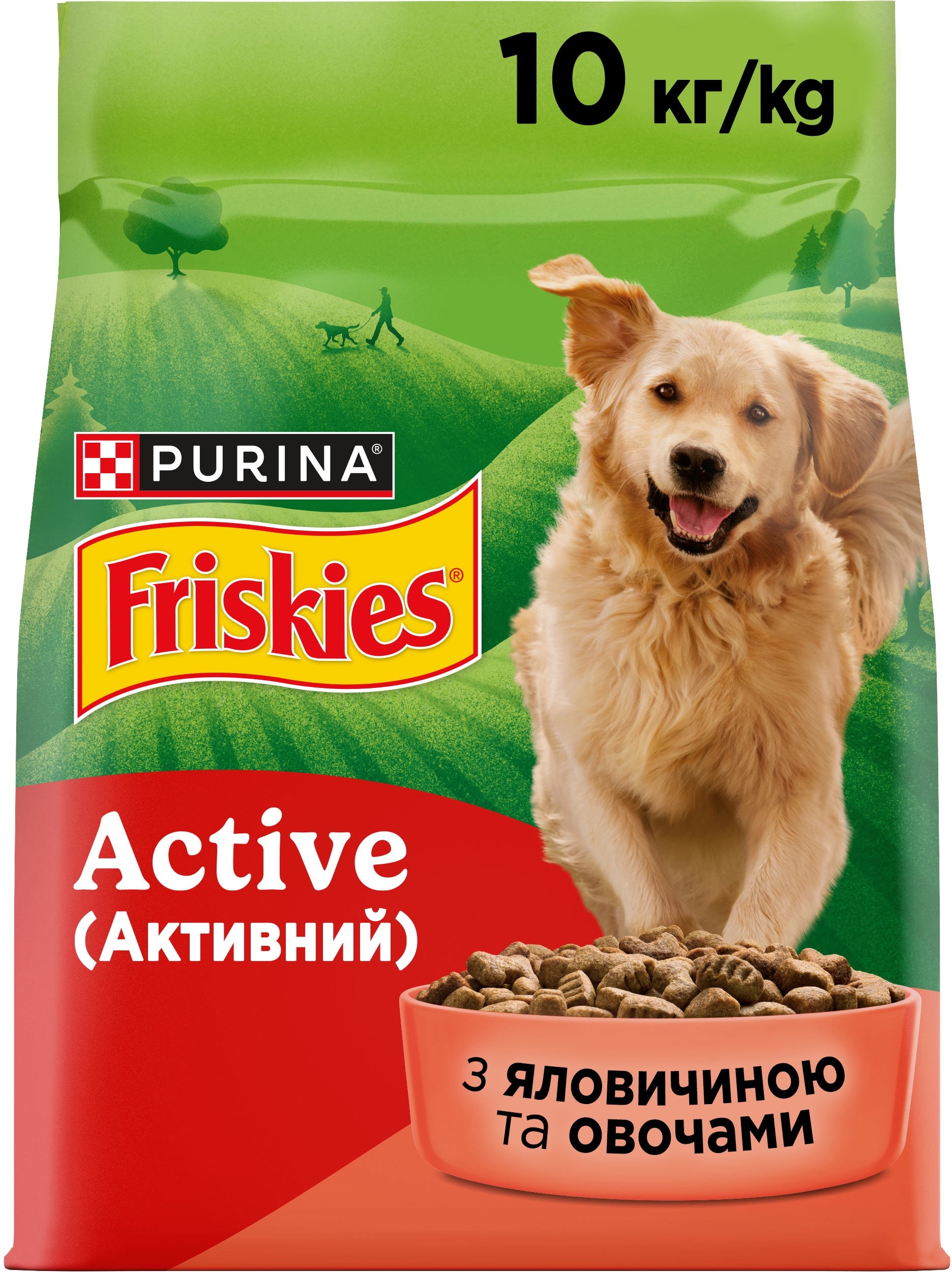 З яловичиною для активних собак ・ 10кг ・ Сухий корм Purina Friskies Active ・ EAN 7613031395484