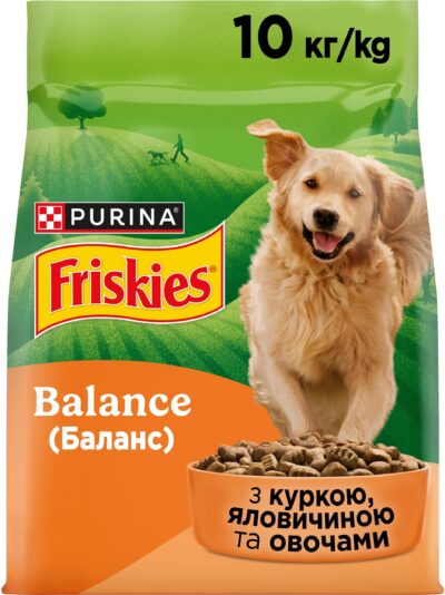 З куркою для дорослих собак ・ 10кг ・ Сухий корм Purina Friskies Balance ・ EAN 7613031395491