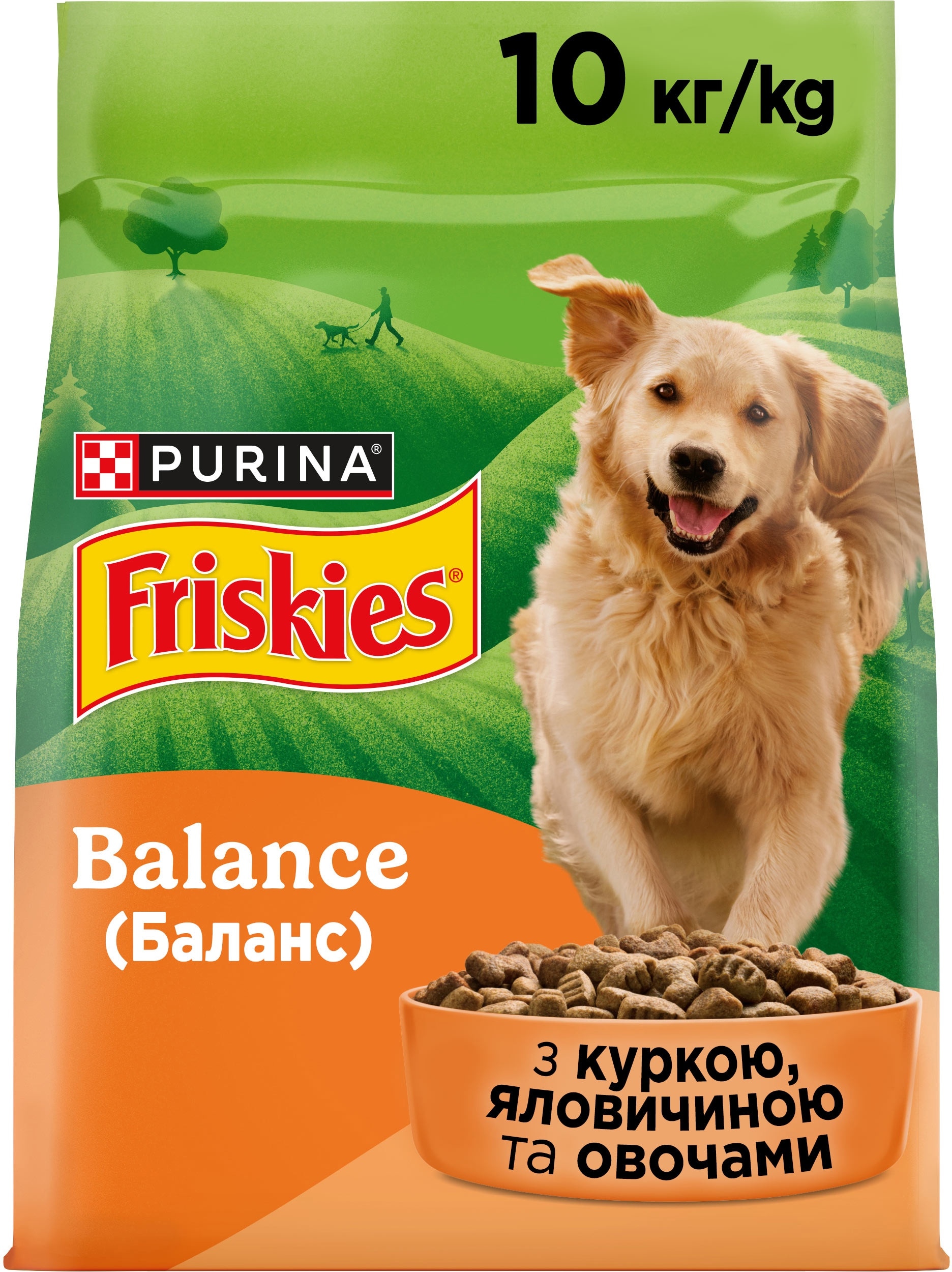 З куркою для дорослих собак ・ 10кг ・ Сухий корм Purina Friskies Balance ・ EAN 7613031395491