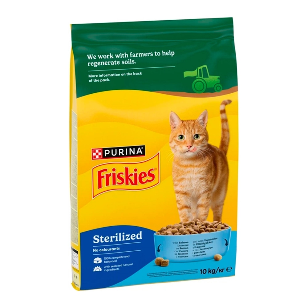 З лососем та овочами для стерилізованих котів ・ 10кг ・ Сухий корм Purina Friskies ・ EAN 8445291762763 - Зображення 2