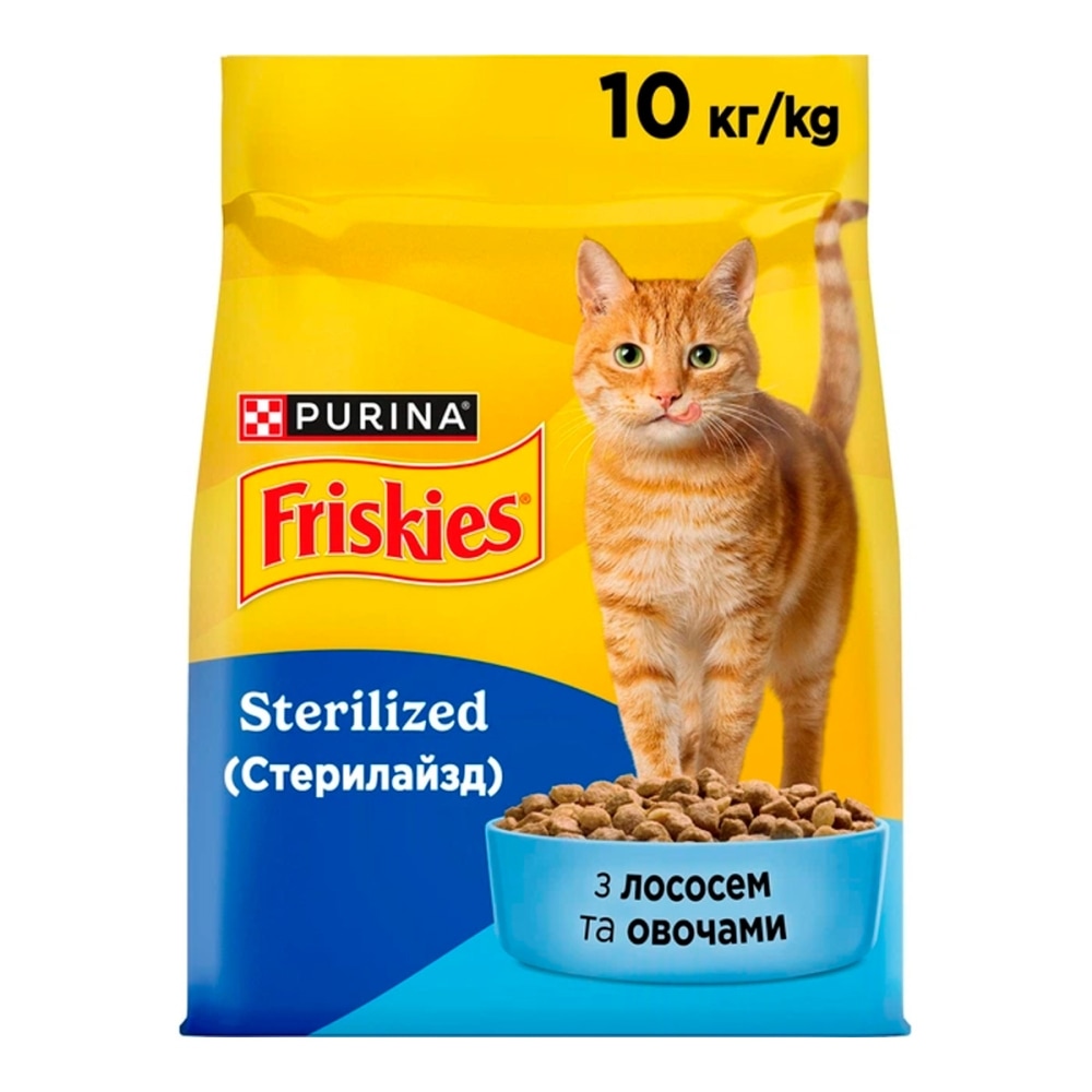 З лососем та овочами для стерилізованих котів ・ 10кг ・ Сухий корм Purina Friskies ・ EAN 8445291762763 - Зображення 3