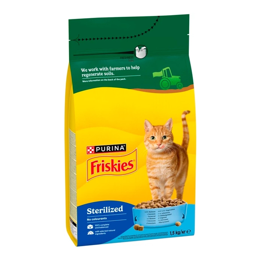 З лососем та овочами для стерилізованих котів ・ 10кг ・ Сухий корм Purina Friskies ・ EAN 8445291762763 - Зображення 5