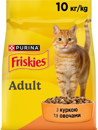 З куркою та овочами для дорослих котів ・ 10кг ・ Сухий корм Purina Friskies ・ EAN 5997204505101