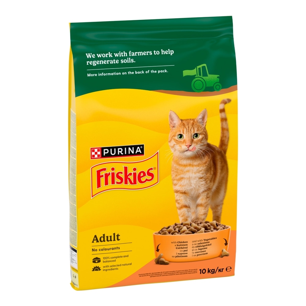 З куркою та овочами для дорослих котів ・ 10кг ・ Сухий корм Purina Friskies ・ EAN 5997204505101 - Зображення 2