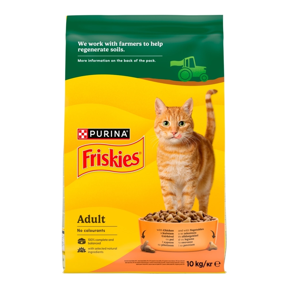 З куркою та овочами для дорослих котів ・ 10кг ・ Сухий корм Purina Friskies ・ EAN 5997204505101 - Зображення 4