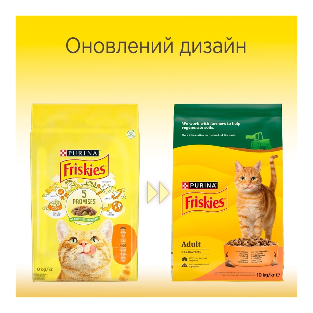 З куркою та овочами для дорослих котів ・ 10кг ・ Сухий корм Purina Friskies ・ EAN 5997204505101 - Зображення 5