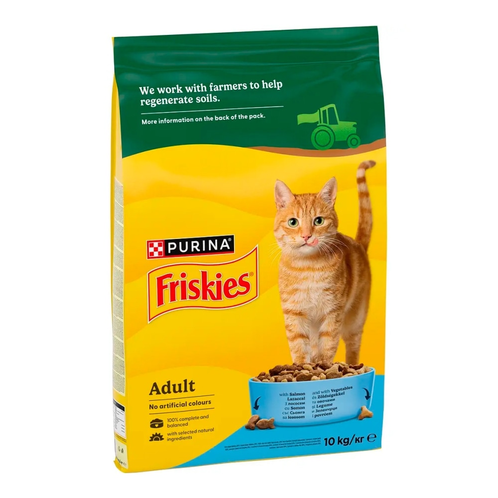 З лососем та овочами для дорослих котів ・ 10кг ・ Сухий корм Purina Friskies ・ EAN 5997204515469 - Зображення 2