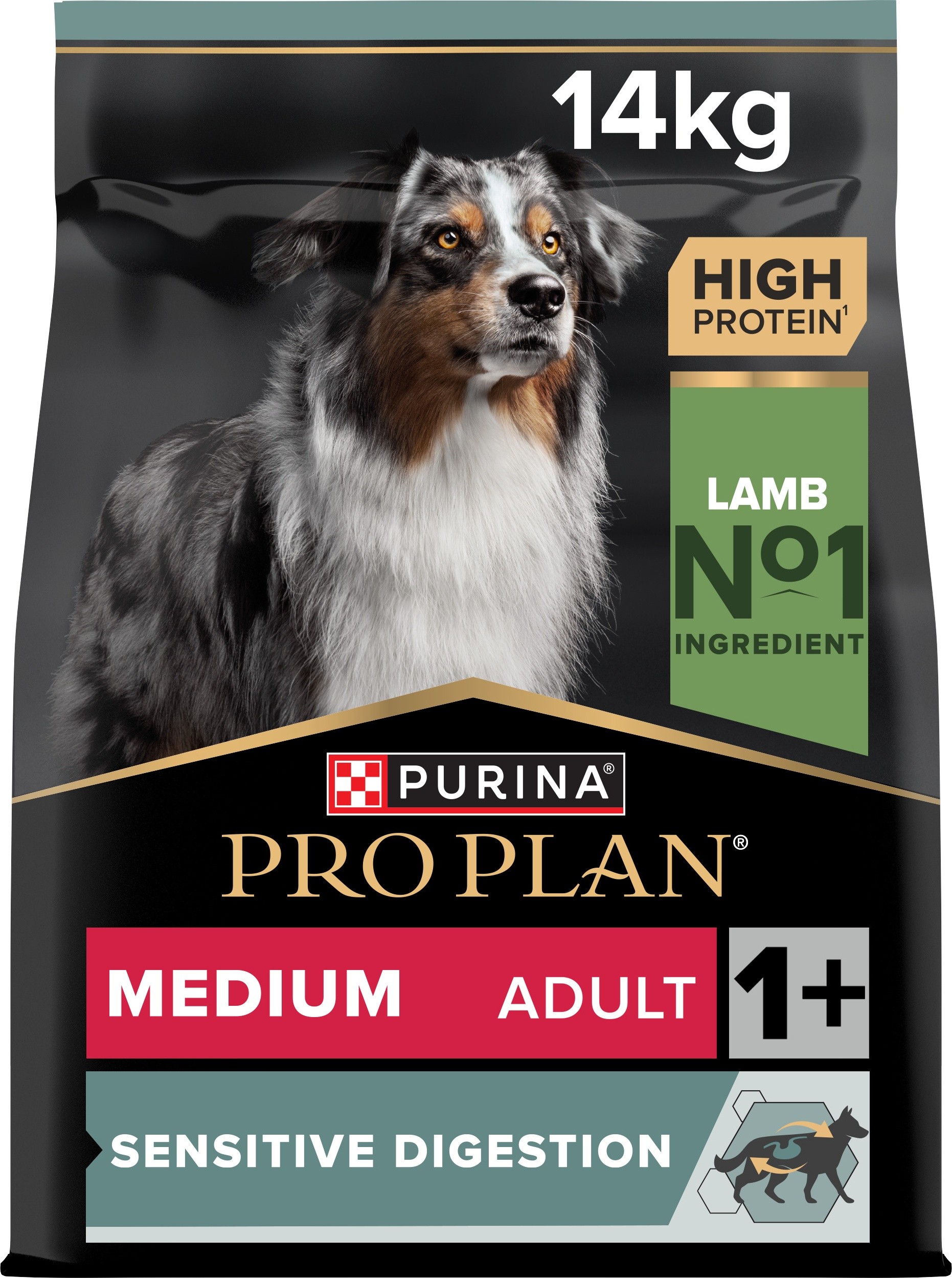 З ягням для собак середніх порід ・ 14кг ・ Сухий корм Pro Plan Medium Sensitive Digestion ・ EAN 7613035214774