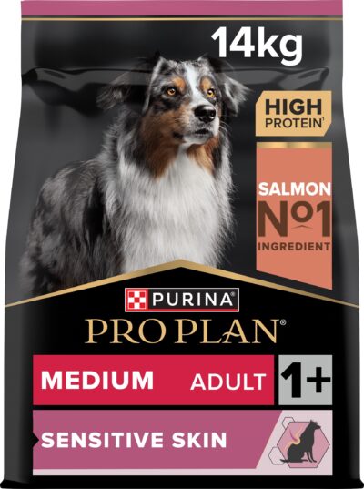 З лососем для собак середніх порід ・ 14кг ・ Сухий корм Pro Plan Medium Sensitive Skin ・ EAN 7613035120464