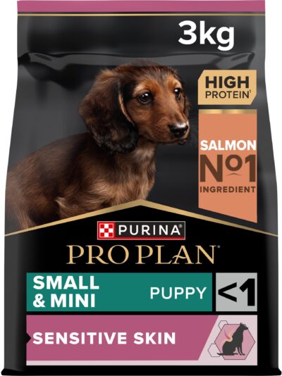 З лососем для цуценят дрібних порід ・ 3кг ・ Сухий корм Pro Plan Small & Mini Sensitive Skin ・ EAN 7613035123809