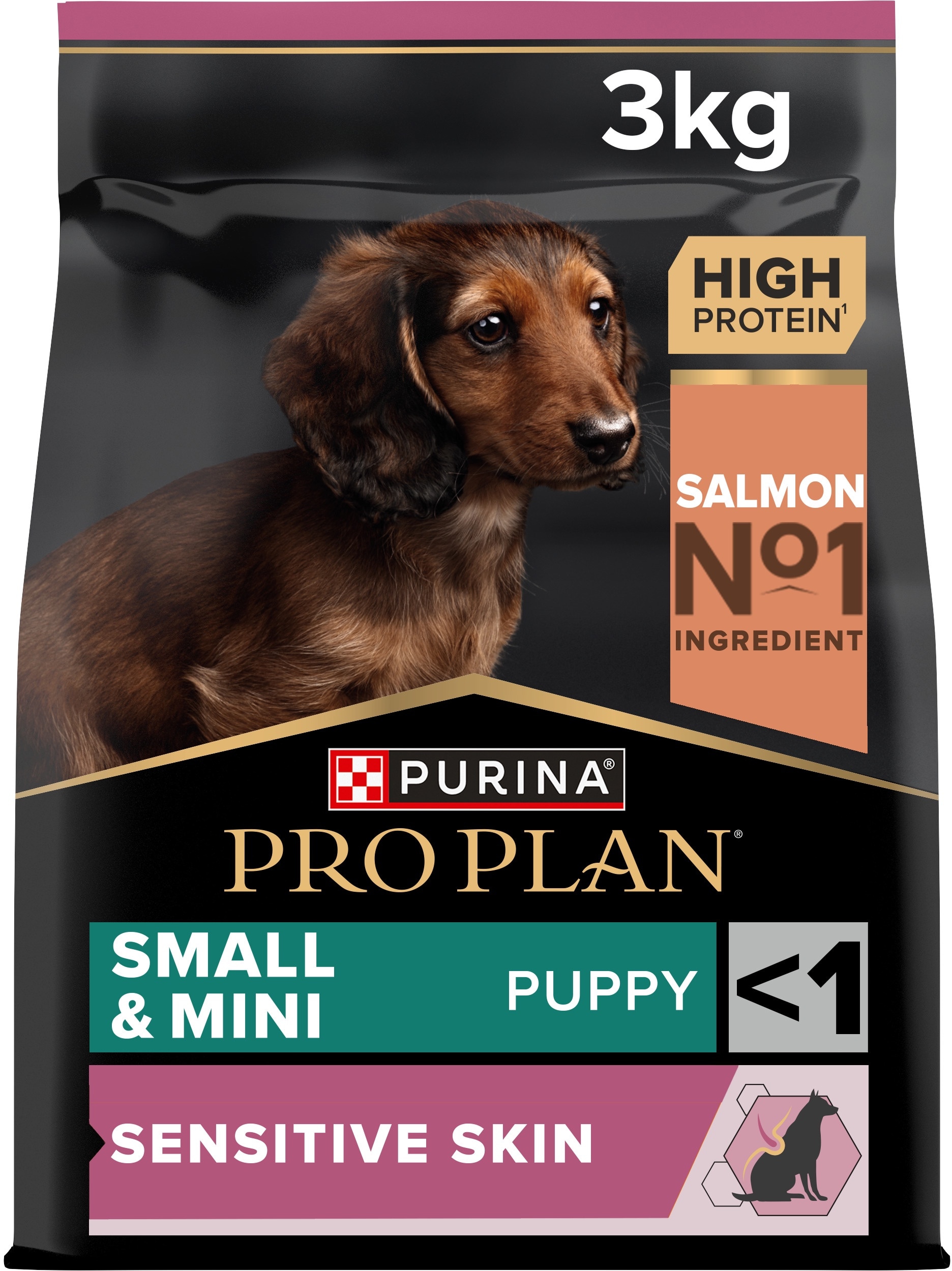 З лососем для цуценят дрібних порід ・ 3кг ・ Сухий корм Pro Plan Small & Mini Sensitive Skin ・ EAN 7613035123809