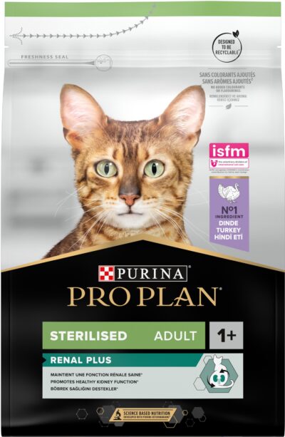 З індичкою для стерилізованих котів ・ 3кг ・ Сухий корм Pro Plan Renal Plus ・ EAN 7613033560033