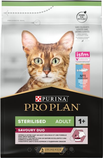 З рибою для стерилізованих котів ・ 3кг ・ Сухий корм Pro Plan Savoury Duo ・ EAN 7613036732550