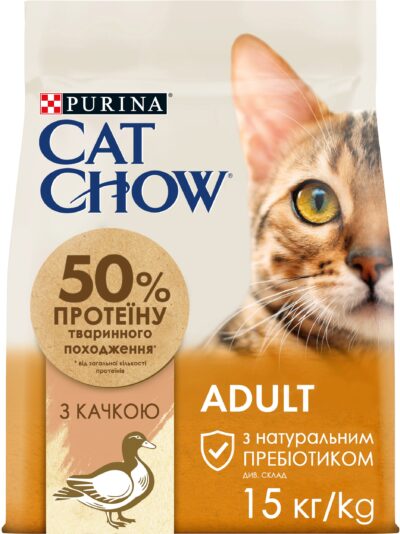 З качкою для дорослих котів ・ 15кг ・ Сухий корм Purina Cat Chow Adult ・ EAN 7613035394889