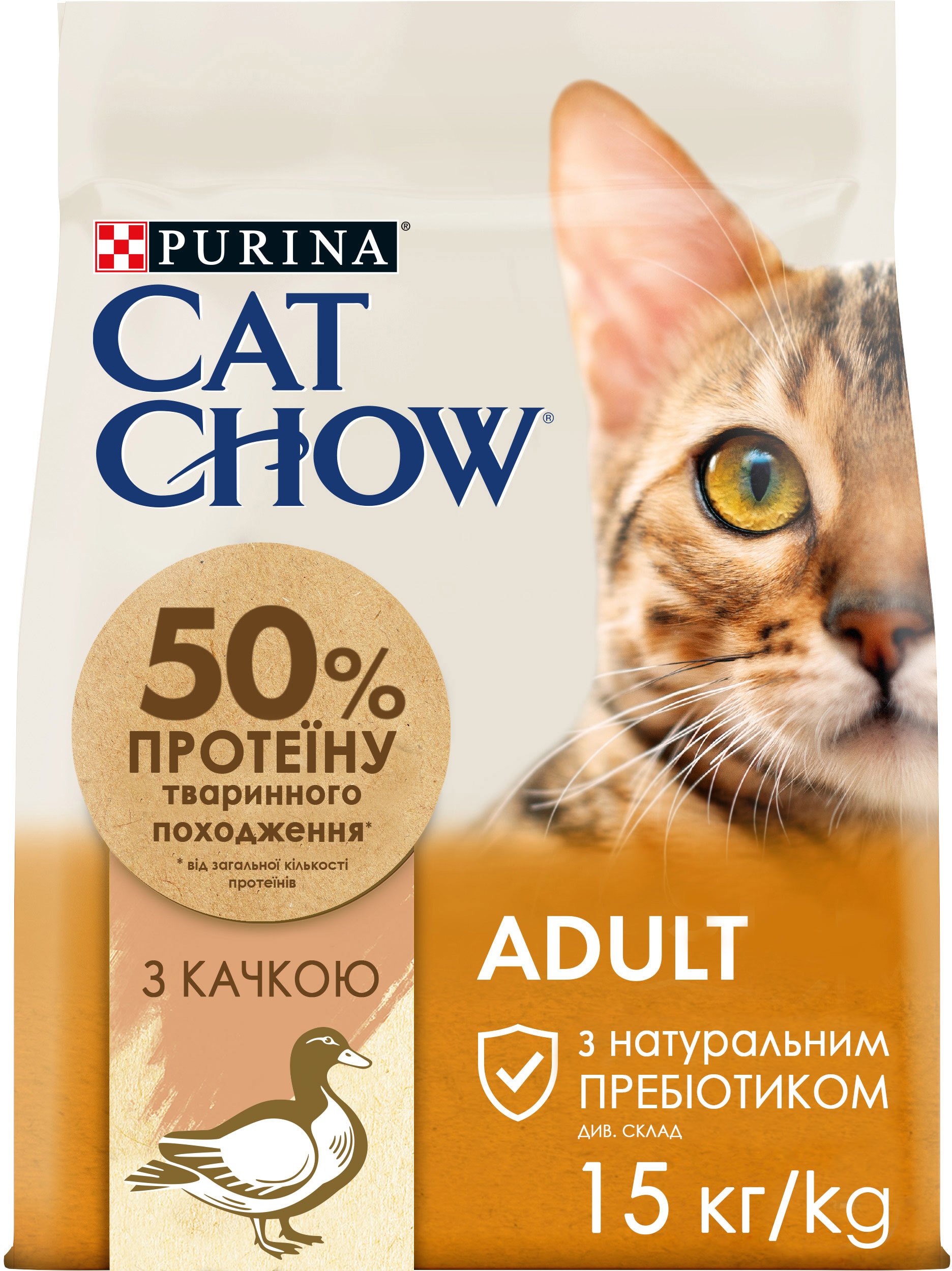 З качкою для дорослих котів ・ 15кг ・ Сухий корм Purina Cat Chow Adult ・ EAN 7613035394889