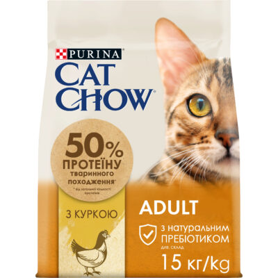 З куркою для дорослих котів ・ 15кг ・ Сухий корм Purina Cat Chow Adult ・ EAN 5997204514127