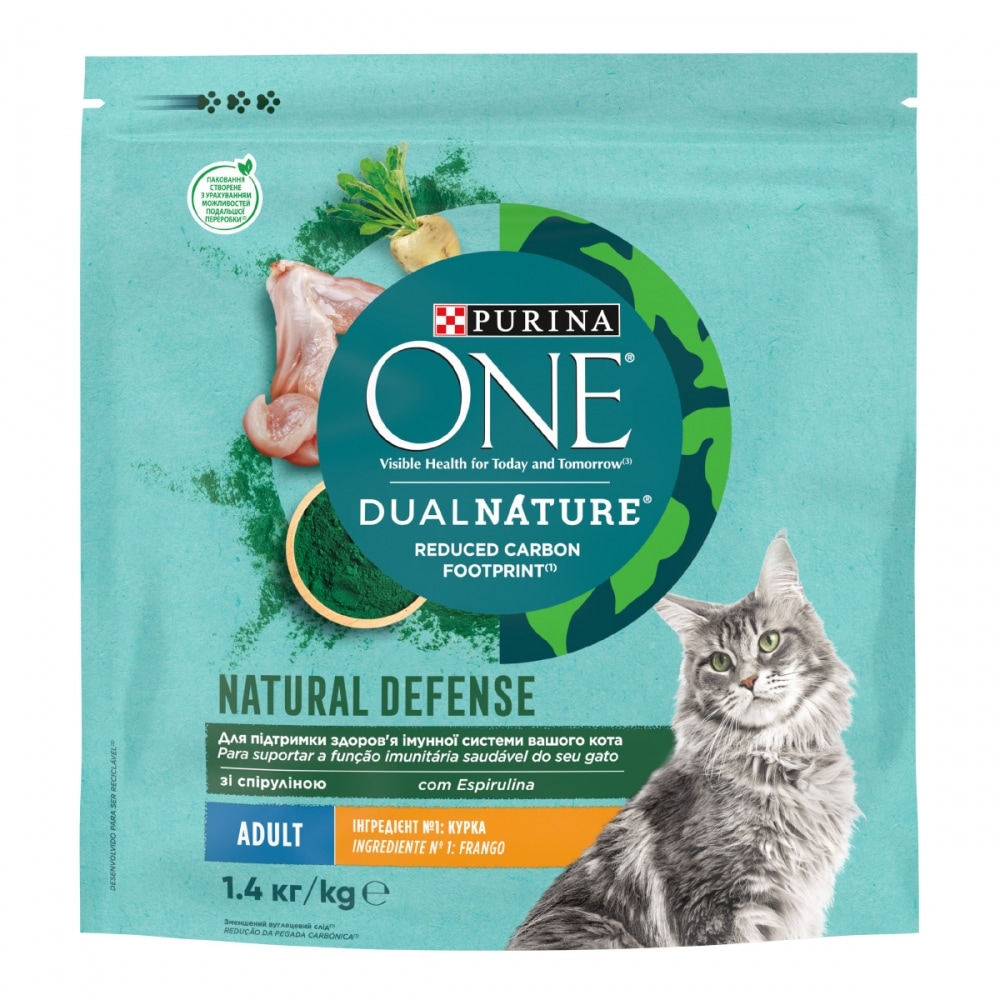 З куркою та спіруліною для дорослих котів ・ 1.4кг ・ Сухий корм Purina One Dual Nature ・ EAN 7613036269025 - Зображення 10