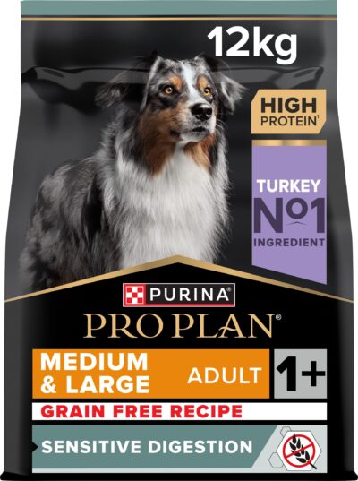 З індичкою беззерновий для собак ・ 12кг ・ Сухий корм Pro Plan Medium & Large Sensitive Digestion ・ EAN 7613036731997